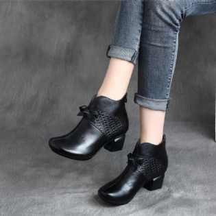 Håndlavede Retro Mid-heel Chunky Boots