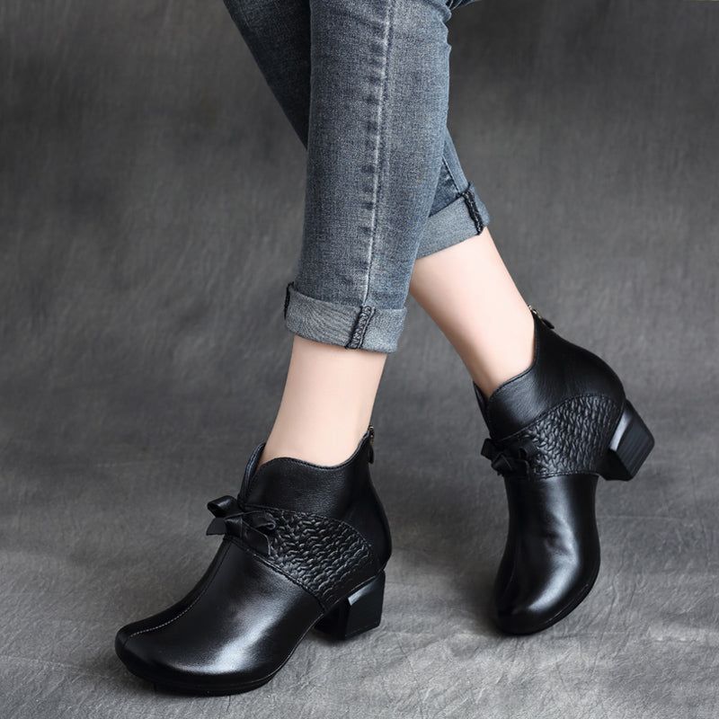 Håndlavede Retro Mid-heel Chunky Boots