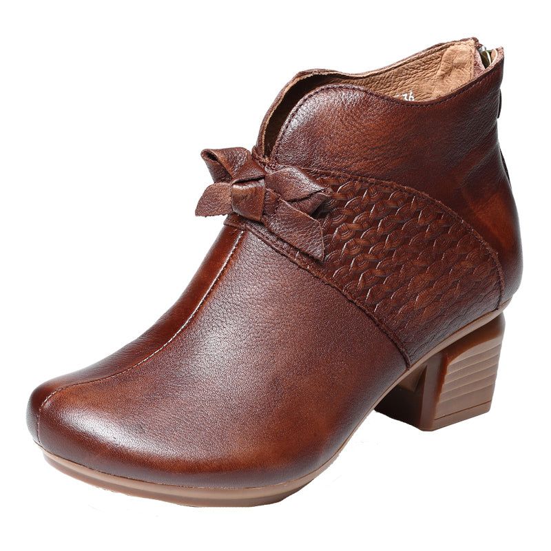 Håndlavede Retro Mid-heel Chunky Boots