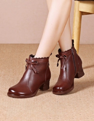 Håndskårne Bowknot Elegant Chunky Boots Damer