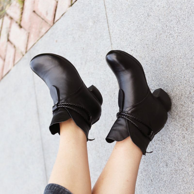 Læder Retro Chunky Short Boots | Gave Sko