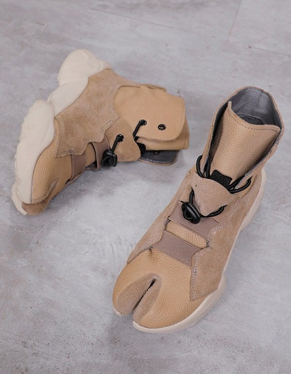 Casual Tyksålet Split Toe Beige Sneaker