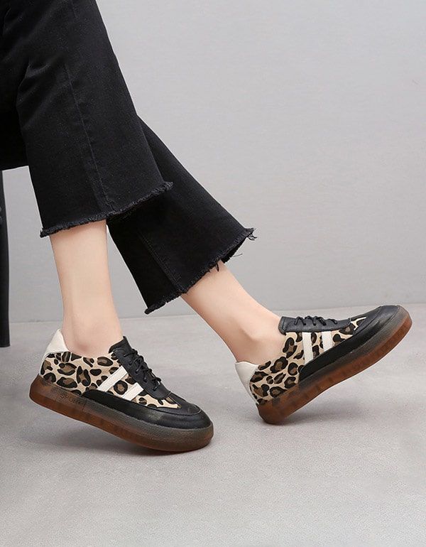 Tykke Ko-sene Casual Sneakers Med Leopardtryk