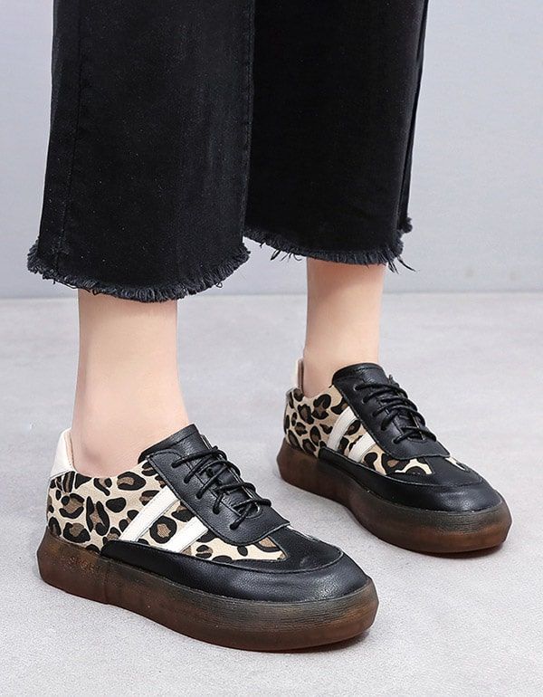 Tykke Ko-sene Casual Sneakers Med Leopardtryk