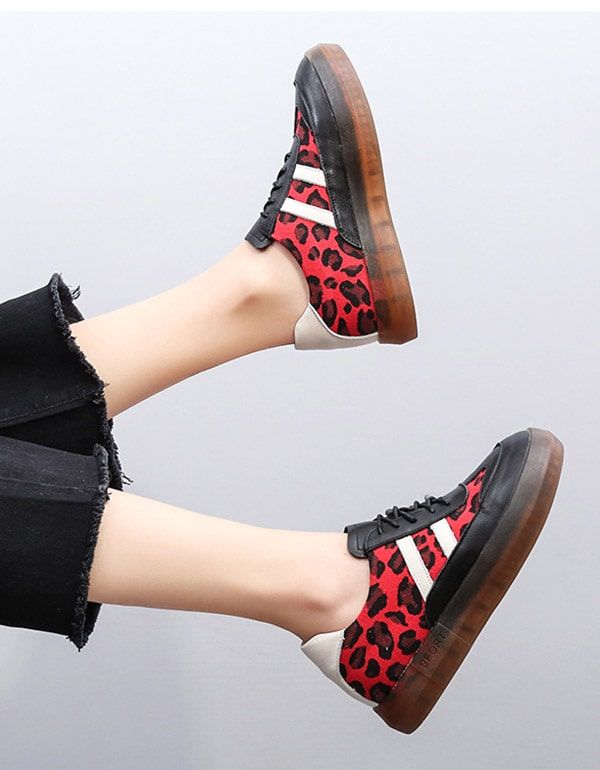 Tykke Ko-sene Casual Sneakers Med Leopardtryk