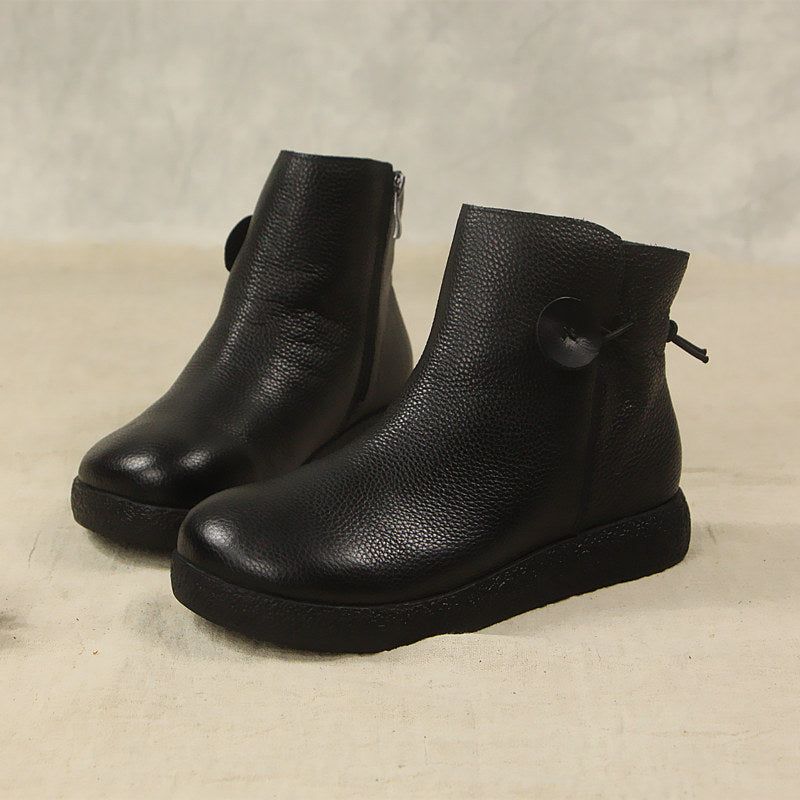 Vinter Retro Læder Komfortable Velvet Boots