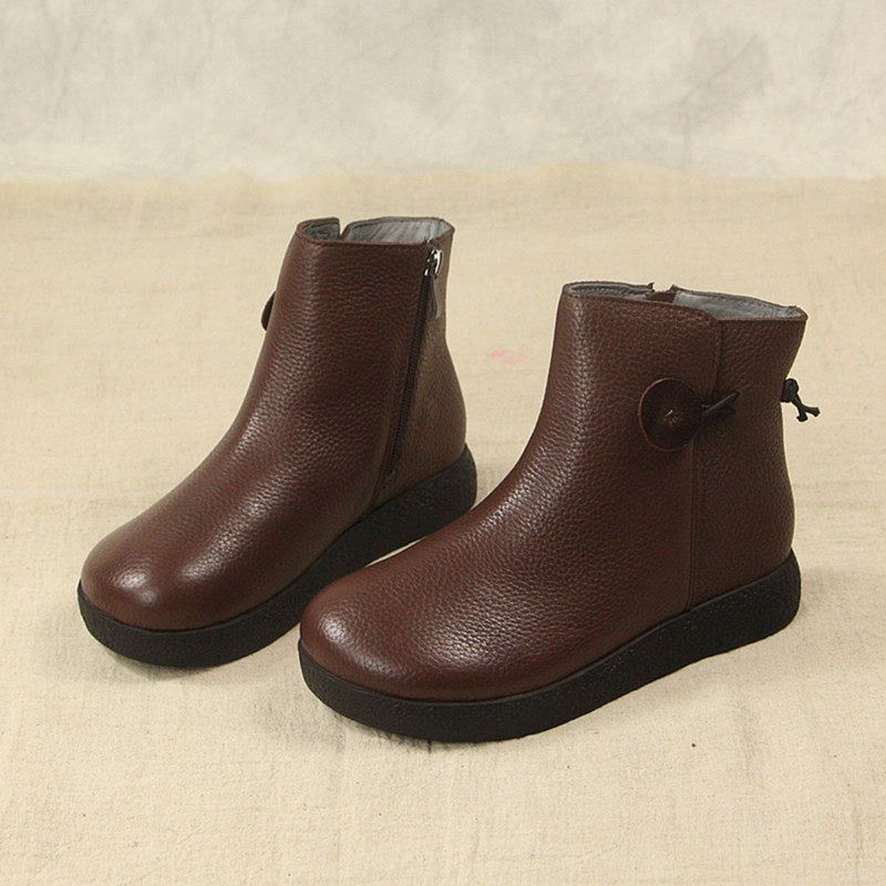 Vinter Retro Læder Komfortable Velvet Boots