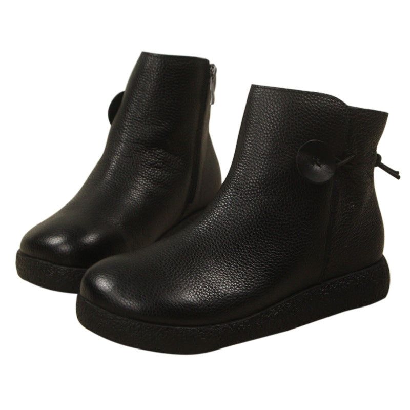 Vinter Retro Læder Komfortable Velvet Boots