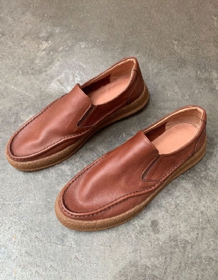 Retro Læder Komfortable Slip-on Loafers Til Mænd