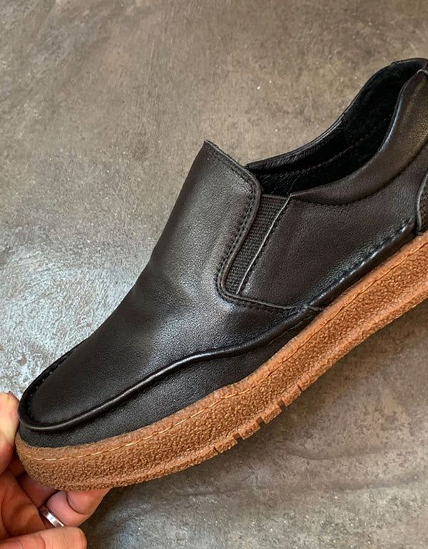 Retro Læder Komfortable Slip-on Loafers Til Mænd