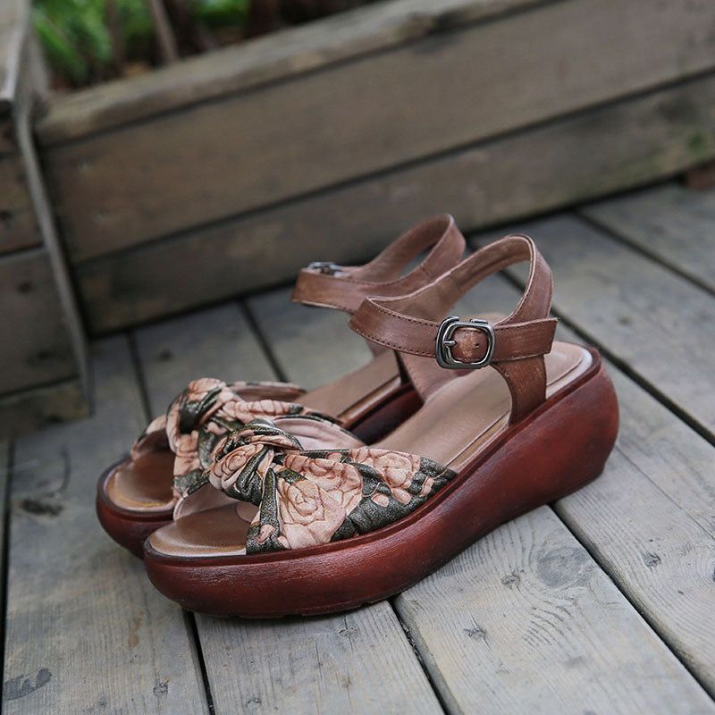 Dame Retro Læder Sommer Platform Sandaler