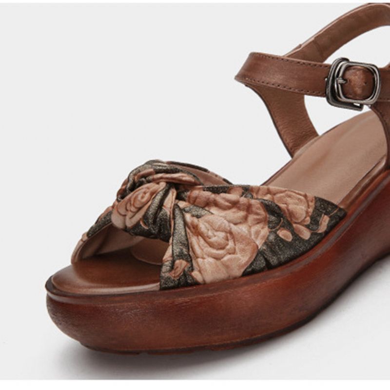 Dame Retro Læder Sommer Platform Sandaler