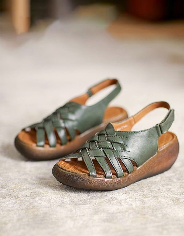 Dame Wedge Slingback Sandaler Grøn