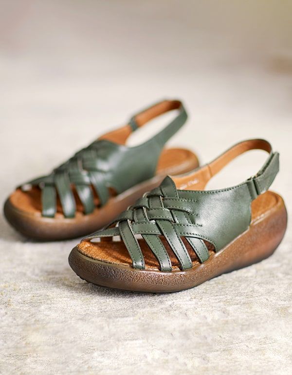 Dame Wedge Slingback Sandaler Grøn