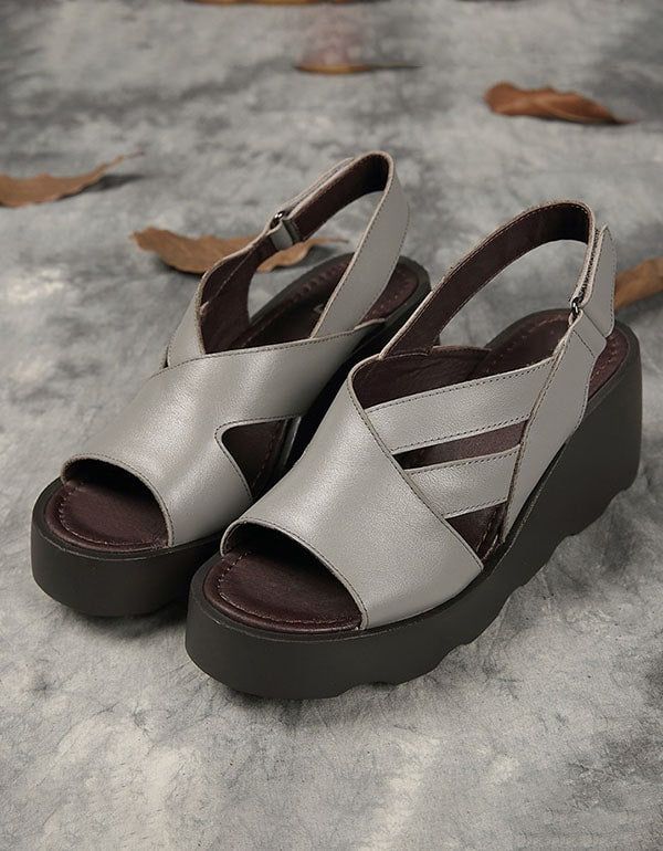 Damemode Fish Toe Wedge Sandaler Slingback