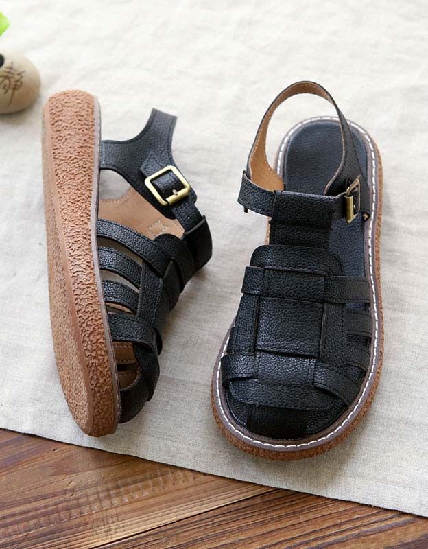 Håndlavede Læder Retro Vævede Sandaler