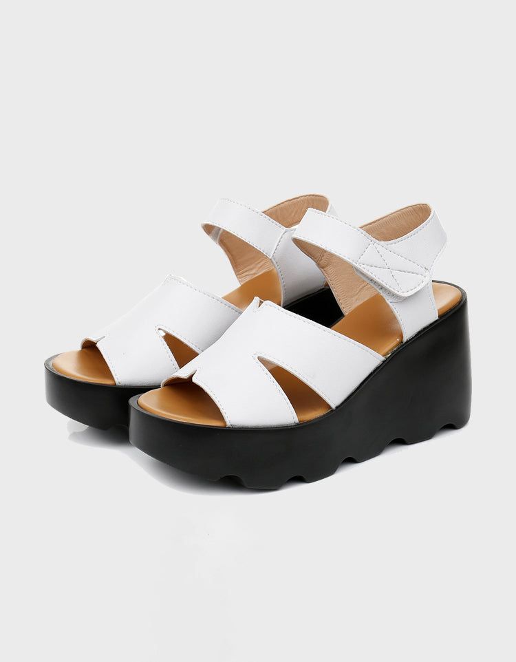 Håndlavede Retro Læder Summer Wedge Sandaler