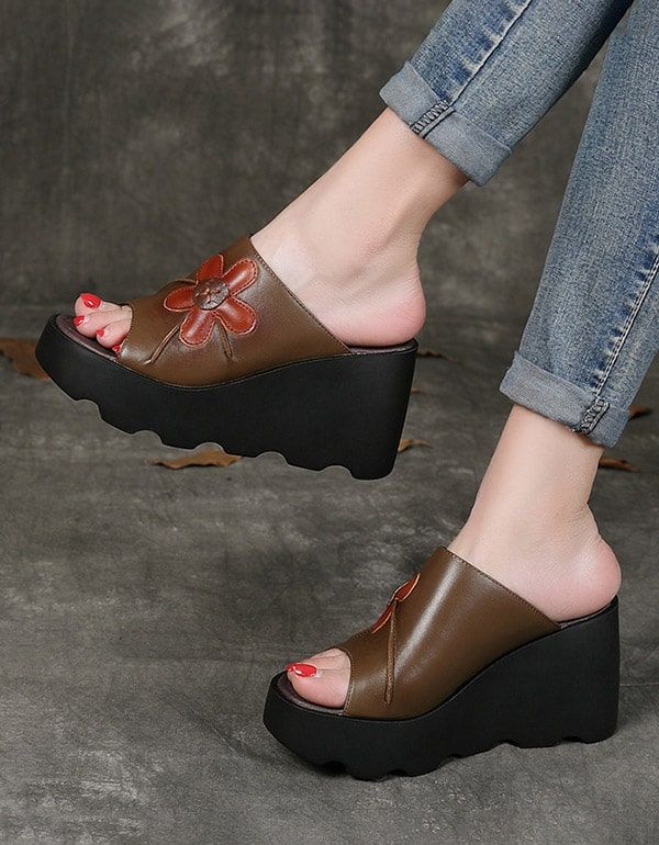 Håndlavede Retro Summer Black Wedge Hjemmesko