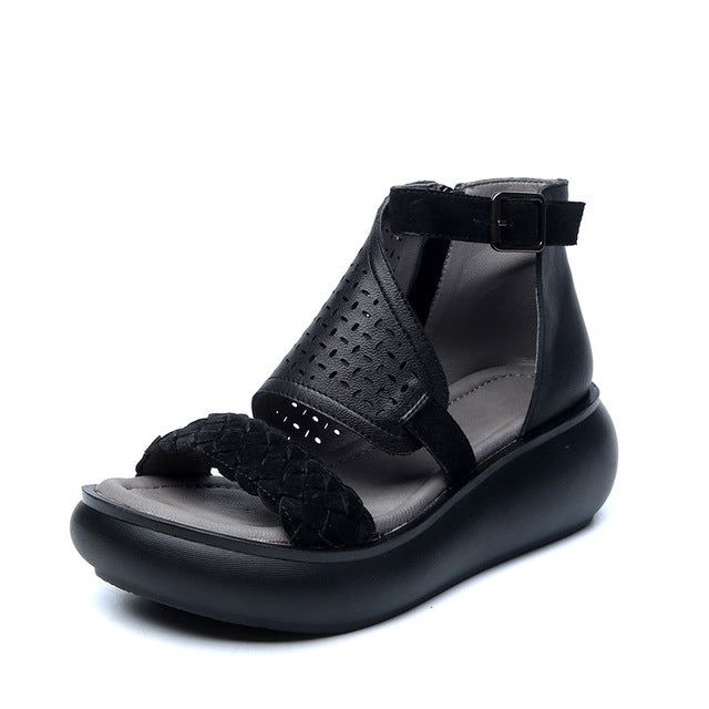 Håndlavede Sommer Ankel Strap Platform Sandaler