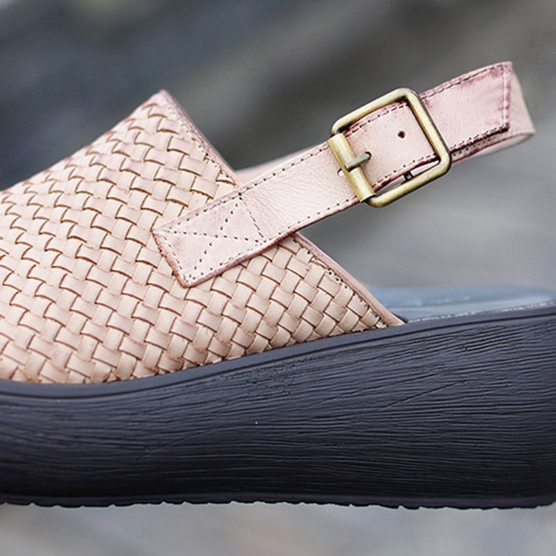 Håndlavede Vævede Slingback-sandaler Til Kvinder