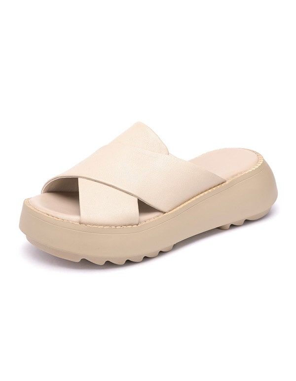 Kvinders Cross Strap Summer Wedge Hjemmesko