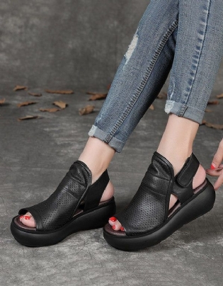 Retro Hollow Wedge Sandaler Til Kvinder Slingback