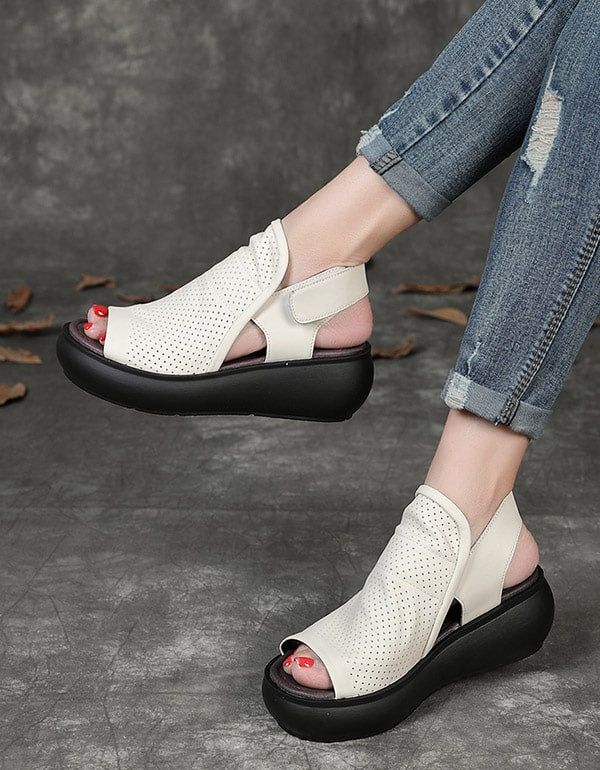 Retro Hollow Wedge Sandaler Til Kvinder Slingback