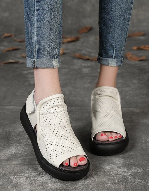 Retro Hollow Wedge Sandaler Til Kvinder Slingback