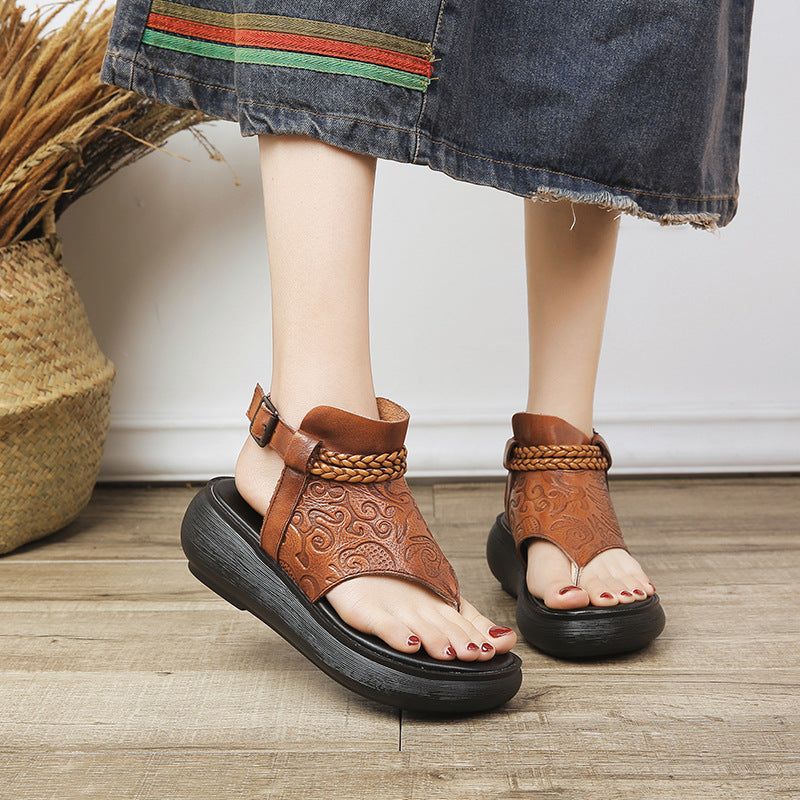 Retro Kvinder Flip-toe Platform Spænde Sandaler | Gave Sko