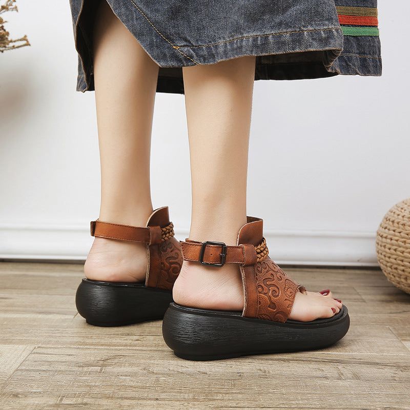 Retro Kvinder Flip-toe Platform Spænde Sandaler | Gave Sko