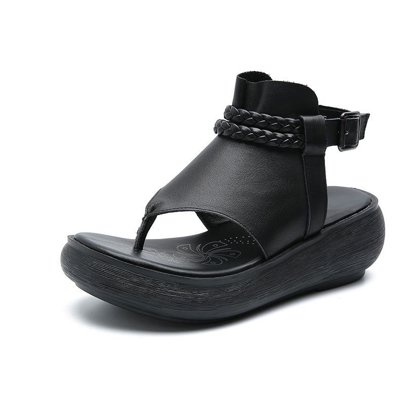 Retro Kvinder Flip-toe Platform Spænde Sandaler | Gave Sko