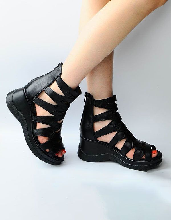 Retro Rom Style Ankel Strappy Wedge Sandaler