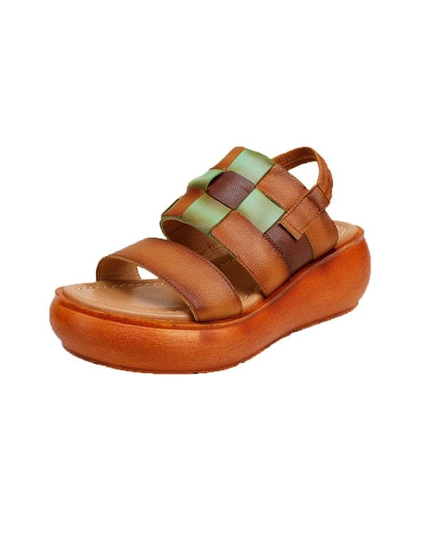 Retro Vævede Slingback Wedge-sandaler Til Kvinder