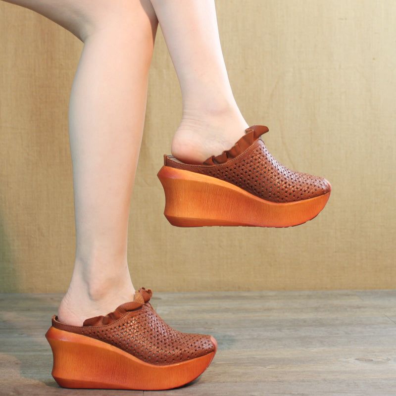 Retro Wedge Hule Sommersandaler