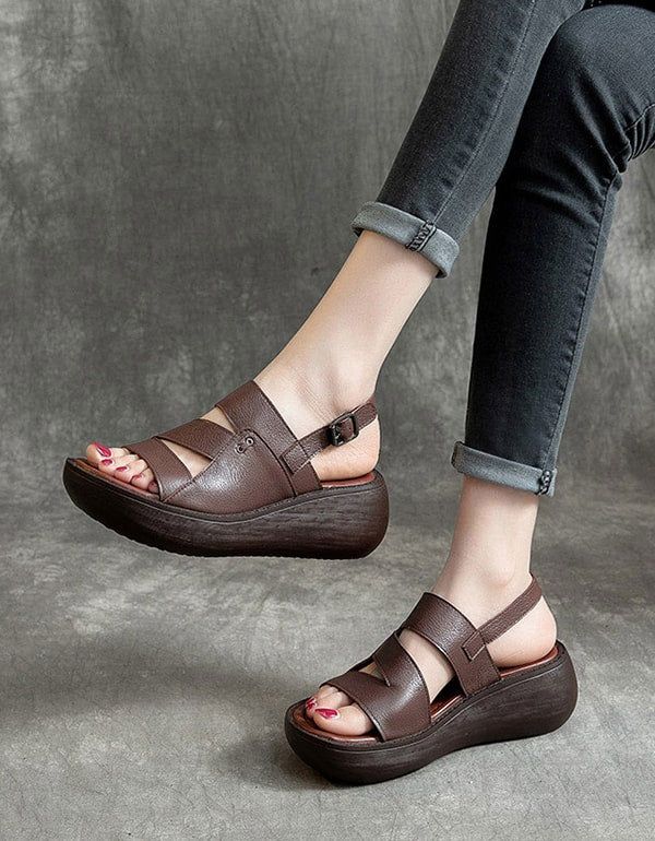 Slingback Retro Wedge Sandaler Til Kvinder