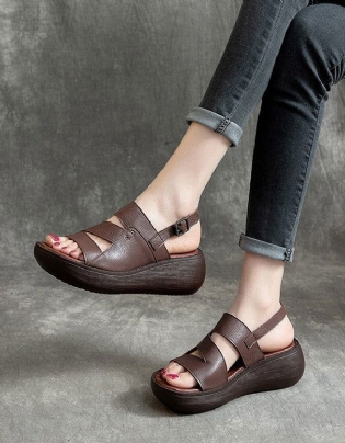 Slingback Retro Wedge Sandaler Til Kvinder