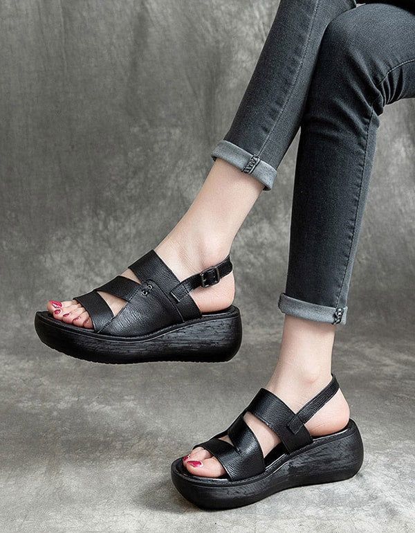 Slingback Retro Wedge Sandaler Til Kvinder