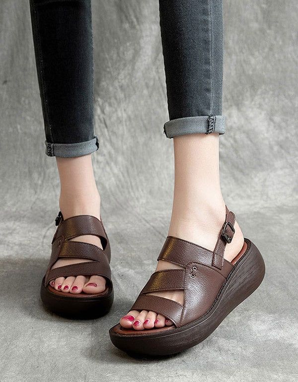 Slingback Retro Wedge Sandaler Til Kvinder