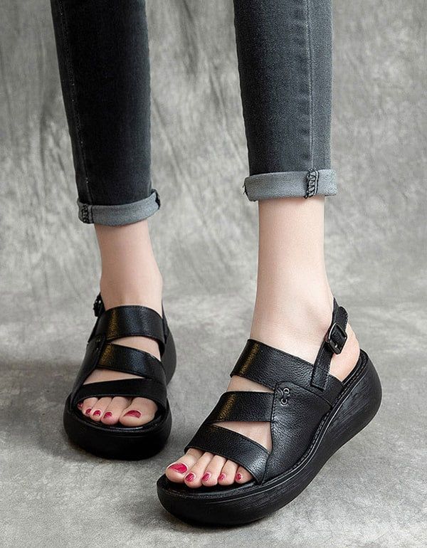 Slingback Retro Wedge Sandaler Til Kvinder