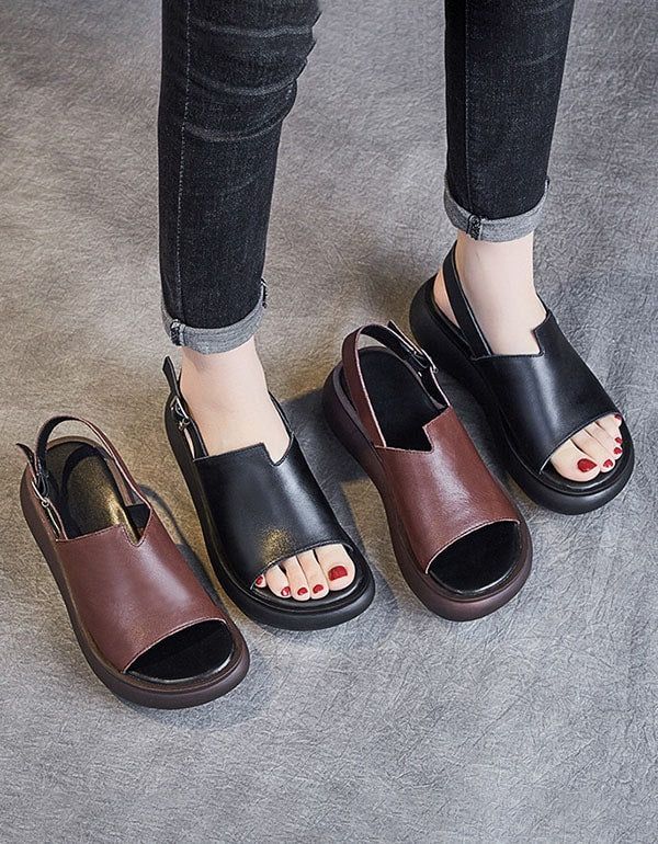 Slingback Wedge Sandaler Til Kvinder Med Åben Tå