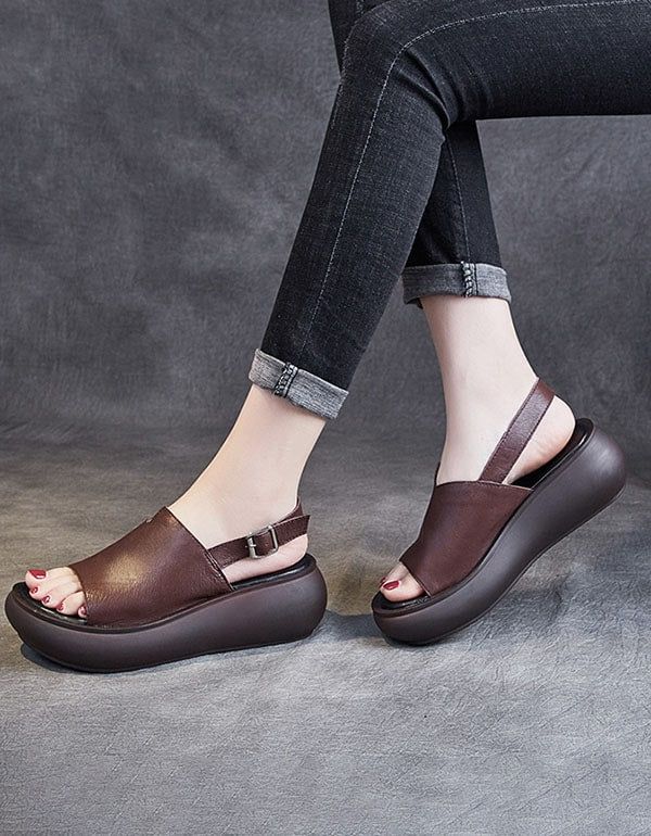 Slingback Wedge Sandaler Til Kvinder Med Åben Tå