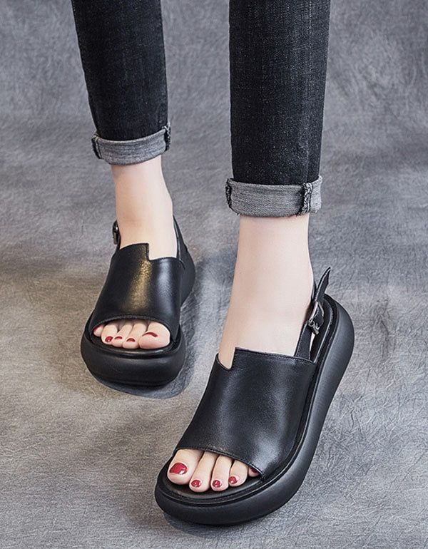 Slingback Wedge Sandaler Til Kvinder Med Åben Tå