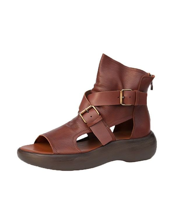 Sommer Cut-out Ankel Retro Platform Sandaler