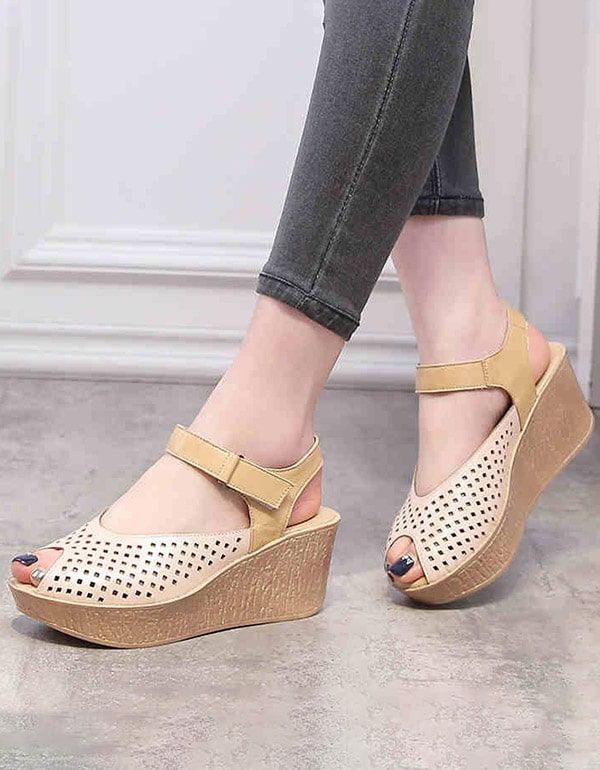 Sommer Fish-toe Slingback Wedge Sandaler