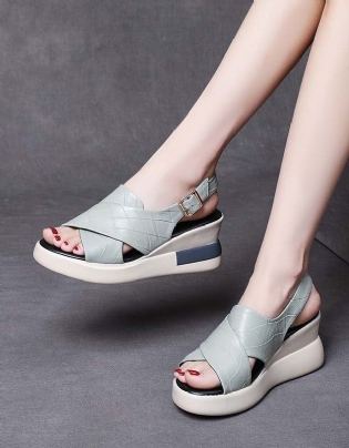 Sommer Front Cross Strap Wedge Sandaler Slingback