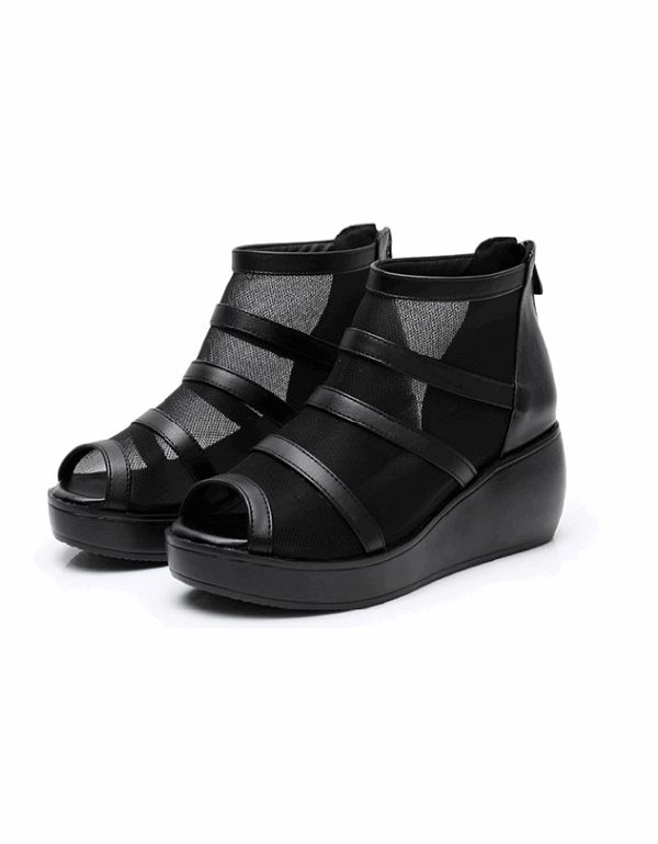 Sommer Mesh Fish-toe Ankel Wedge Sandaler