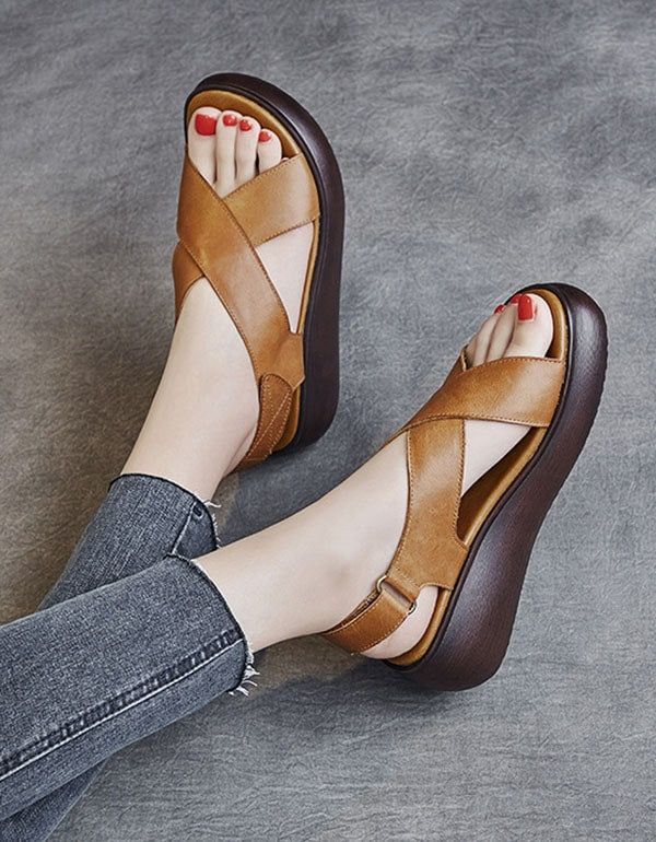 Sommer Open-toe Cross Strap Kilesandaler