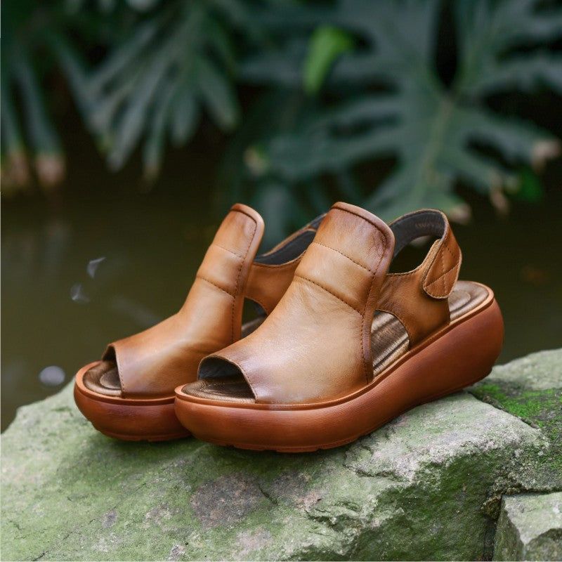 Sommer Platform Fish Toe Velcro Sandaler