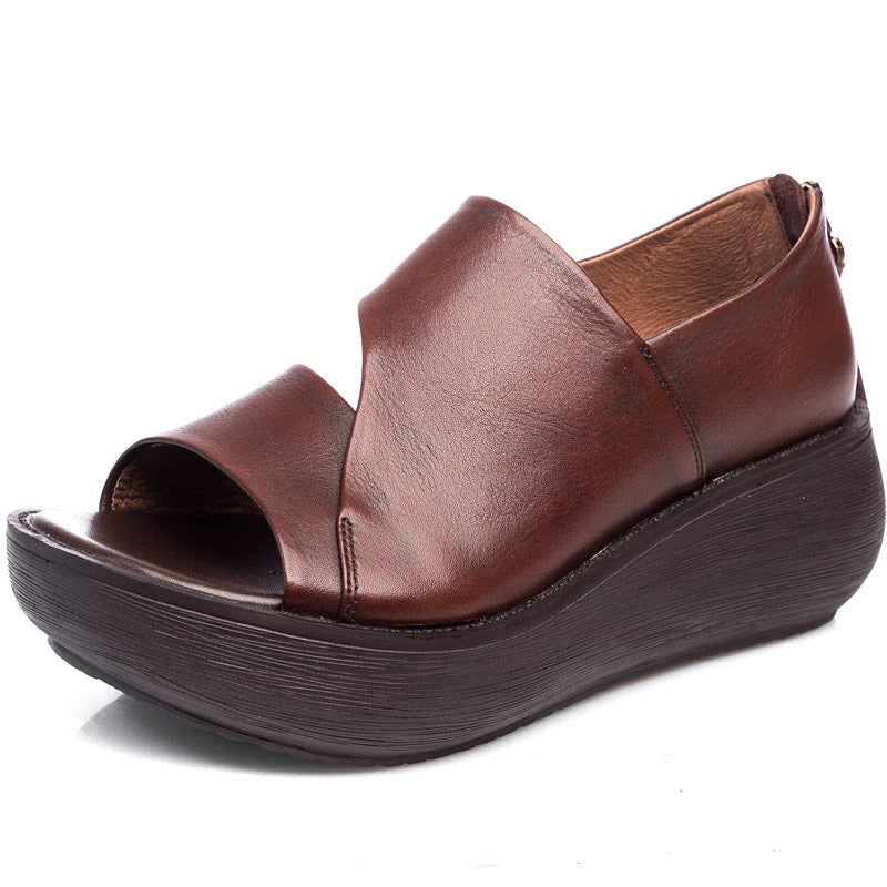 Sommer Retro Læder Holiday Wedge Sandaler