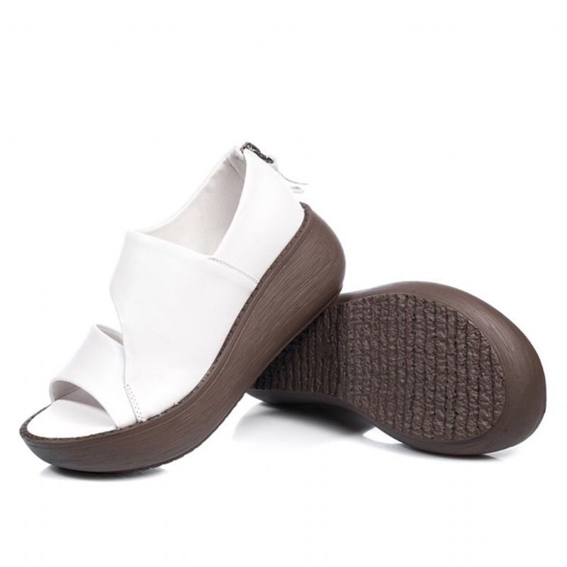 Sommer Retro Læder Holiday Wedge Sandaler